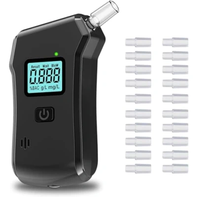 Image of YRHWS Breathalyzer &amp; Alcohol Tester with 20 Mouthpieces, High Accuracy Detector Portable Breath LCD Display Digital Fast,