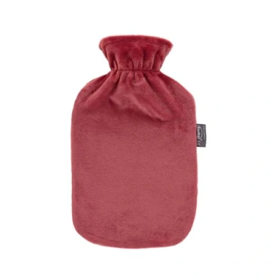Image of Fashy Hot Water Bottle with Fleece Cover Rust Red 2 L