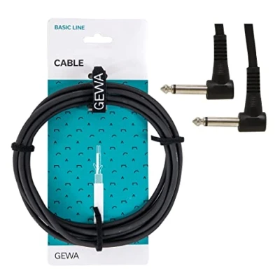 Image of GEWA patch cable Basic Line 0.9m, black, 6.3 mm angle jack mono mono,190360