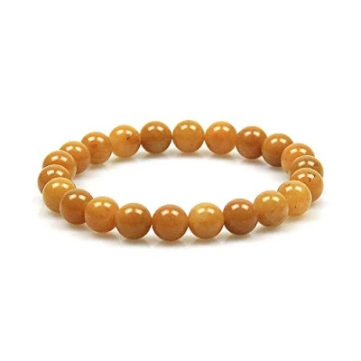 Image of MJDCB 8mm Natural Yellow Jade Beads Bracelet Healing Crystals Bracelets
