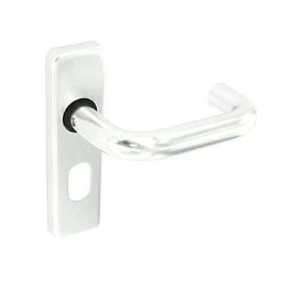 Image of Polished Aluminium Door Handles on Backplate for Latch, Lock and Bathroom Doors (Oval)