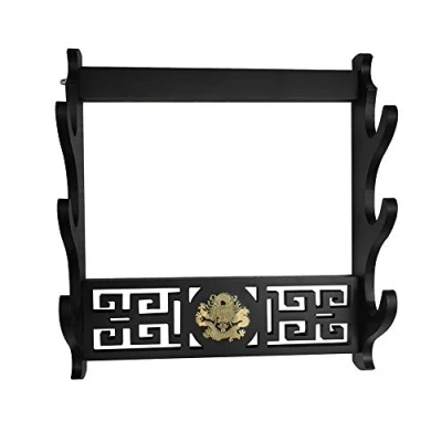Image of GOONSDS Wall Mount Sword Holder Samurai Display Hanger for Katana Wakizashi 3Tier,Dragon 3 Tier