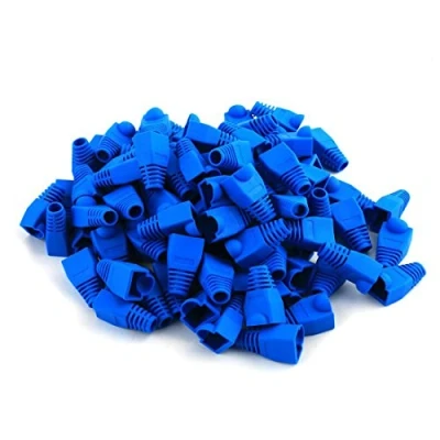Image of YIOVVOM Soft Plastic Ethernet RJ45 Cable Connector Boots Cover Strain Relief CAT5 CAT5E CAT6 CAT6E 100PCS (Blue