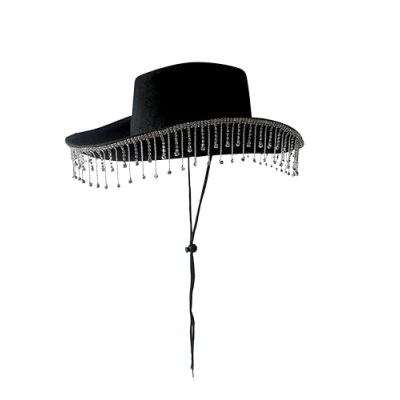 Image of Alandra Party COW BLACK Cowboy Hat with Diamante Droplets
