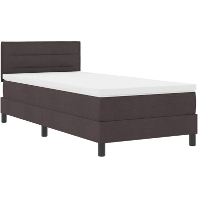 Image of Box Spring Bed with Mattress Dark Brown 100x200 cm Fabric Vidaxl