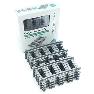 Image of Trixbrix.eu Curved Tracks R72 Compatible with Lego City Train Sets 60197 60198 10277 60205 60238