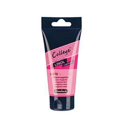 Image of Schmincke College® Linol, artists&#039; lino printing inks, neon magenta in 75 ml tube, 39870013, low odour water based ink, lightfast, even print