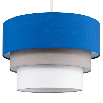 Image of MiniSun Round Modern 3 Tier Fabric Ceiling Pendant Lamp Light Shade in Blue