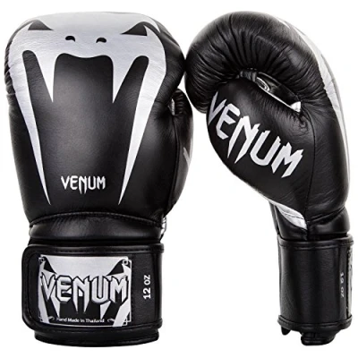 Image of Venum Unisex Adult Giant 3.0 Boxing Gloves Muay thai, Kick Boxing, Black/Silver, 12 oz