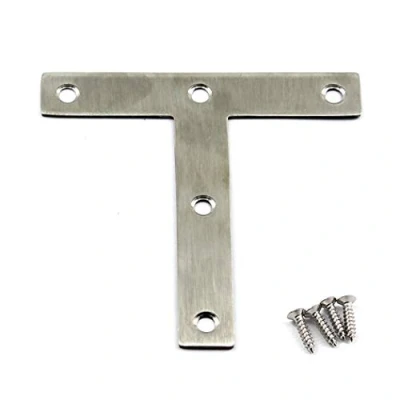 Image of (6 Pieces) 120x120x2mmAngle Connector Corner Brackets (Thickness 2mm) Stainless Steel T Shape Brace with Screws