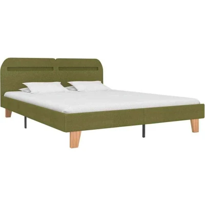 Image of vidaXL Bed Frame with LED without Mattress Green Fabric 150x200 cm King Size