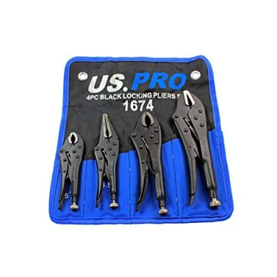 Image of US PRO 4PC Black Locking Pliers Set 5&quot; 6.5&quot; 7&quot; &amp; 10&quot; Mole Vice Clamp Grips 1674