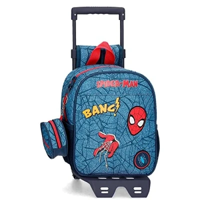 Image of Marvel Spiderman Denim Backpack, blue, S, Backpack 21 + Trolley