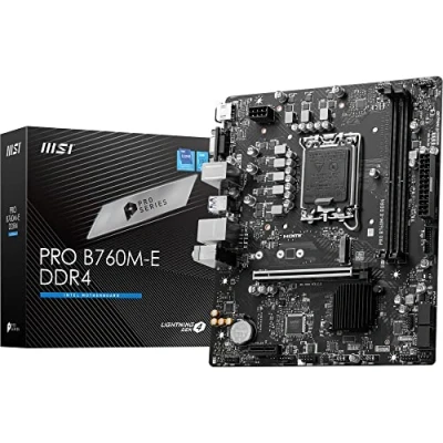 Image of MSI PRO B760M E DDR4 Motherboard, Micro ATX Supports Intel 14th, 13th &amp; 12th Gen Core Processors, LGA 1700 Memory Boost 4800+MHz/OC, PCIe 4.0 x16 Slot, M.2 Gen4 Slot
