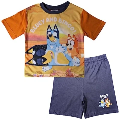 Image of Boys Bluey Short Pyjamas (Bluey Shorty Orange, 2 3 Years)