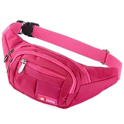 Image of Bumbags and Fanny Packs for Running Hiking Waist Bag Outdoor Sport Waistpack Men Women (Rose Red)