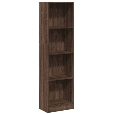 Image of vidaXL Bookcase Book Rack Storage Cabinet 143 cm Tall Brown Oak Engineered Wood, Modern Freestanding Shelf for Bedroom, Living Room, Hallway, and Office