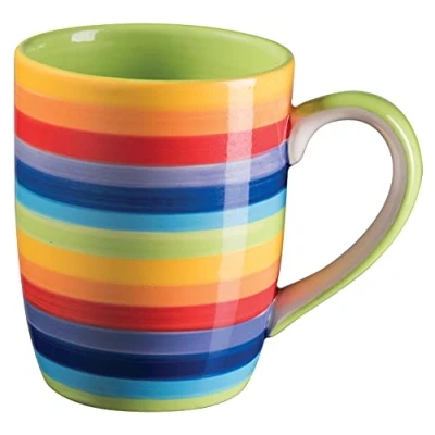 Image of Purity Style Hand Painted Rainbow Horizontal Stripe Mug