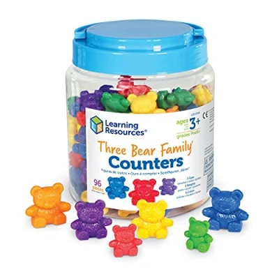 Image of Learning Resources The Original Three Bear Family Basic Six Colour Rainbow Counter Set (Set of 96) Compare Bears Maths Counters, Classroom Supplies to Size, Weight &amp;