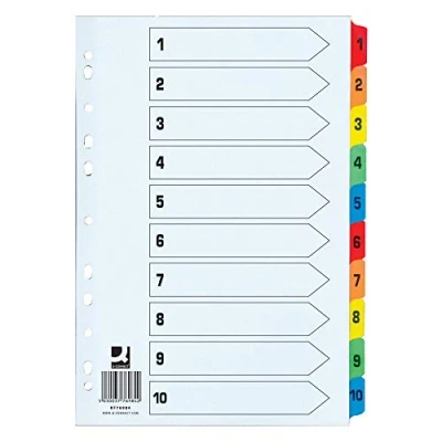 Image of Q Connect 1 10 Index Extra Wide Reinforced Multi Colour Tabs KF76984