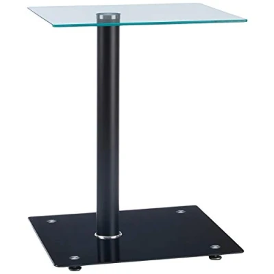 Image of HAKU Mobel End Table Black, Metal, Tempered Glass, Glass Size: W 40 cm X H 52 D cm, Style: Modern
