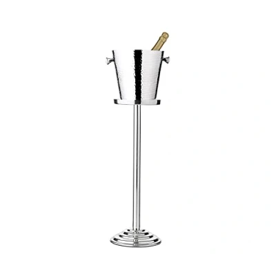 Image of EDZARD Capri Champagne Cooler Stainless Steel Bottle with Stand Drinks for 1 Bowl Wine, &amp; Ice Cubes Wine Hammered Handles