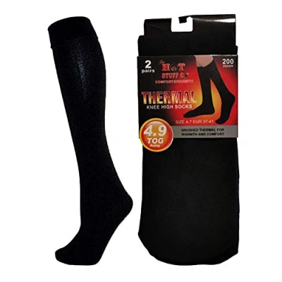 Image of undercover lingerie 2 Pairs Ladies Thermal Knee High Socks Black 4 7