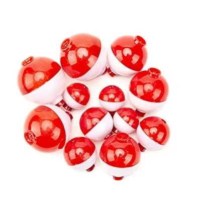 Image of ANCLLO 12Pcs Fishing Float Push Button Snap on Floats Red and White Tackle