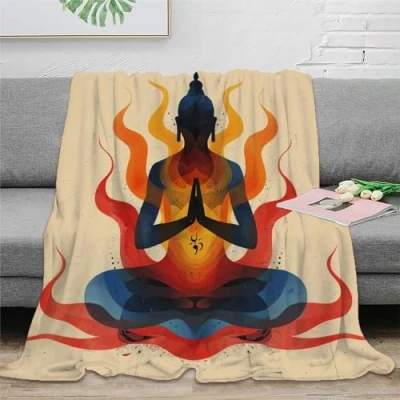 Image of DJHVJS Buddha Fleece Throw Blanket 3D Bed Lightweight Breathable Soft Warm Microfiber Sport Bedding for Couch Kids Teens Adults 50x60inch(127x152cm)