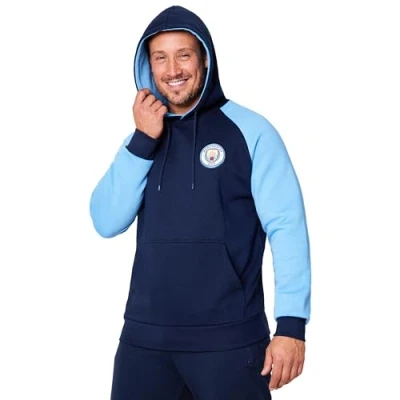 Image of Manchester City F.C. Mens Hoodie with Kangaroo Pocket (Navy, 3XL)