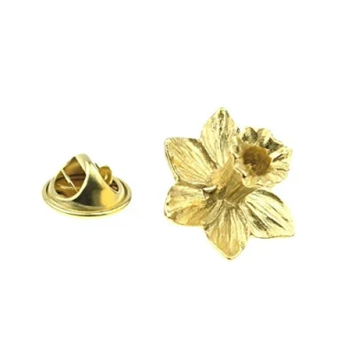 Image of GTR Prestige Giftware Welsh Daffodil English Gold Plated Pewter Lapel Pin Badge XWTP103