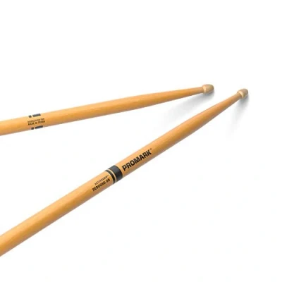 Image of ProMark Drum Sticks Rebound ActiveGrip For Secure, Comfortable Grip Gets Tackier As Your Hands Sweat Active Finish, Acorn Tip, Hickory Wood 1 Pair, Clear, 2B