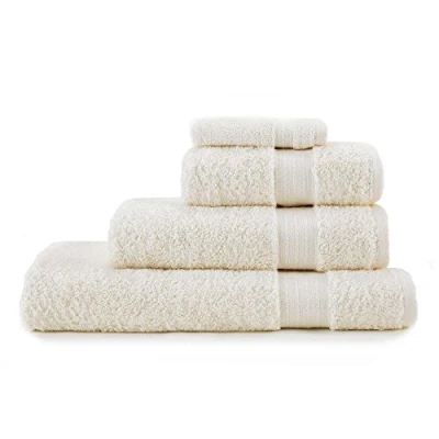 Image of Jasmin Elinor LUXURY SUPREME 600 GSM 100% EGYPTIAN COTTON SATIN STRIPE TOWELS (Bath Sheet, Cream)