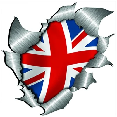 Image of small size Union Flag Metal Rip Open Sticker