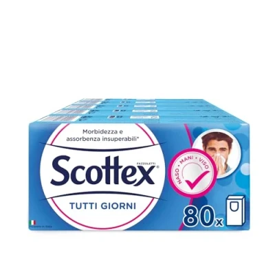 Image of Scottex Everyday Handkerchiefs, 10 Packs of 8 1880 Gr