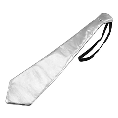 Image of Tie Metallic Silver, Novelty Fancy Dress Item with Elastic Fastening