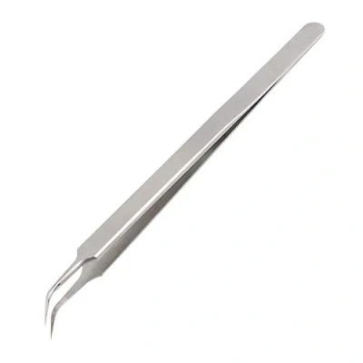 Image of Ultra Thin Fine Tip Curved Tweezers, Stainless Steel Long Precision Tweezers for Mobile Phone Repair Soldering