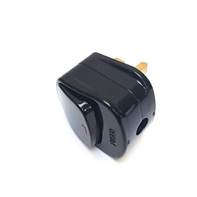 Image of Switched Mains Plug Top with switch on/off 13A Amp Fused neon light white (10, black)