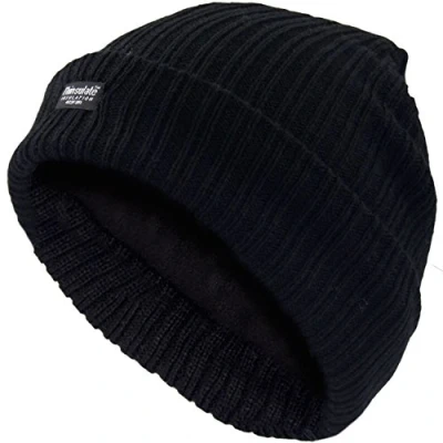 Image of New Ladies Fleece Lined Thinsulate Winter Beanie Hat, Fleecy Women bonneteries Black