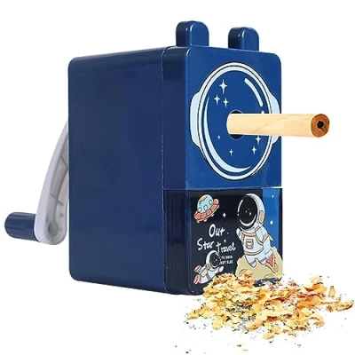 Image of Manual Pencil Sharpener, Hand Crank Sharpener for Kids, with Container Desktop Most Size Pencils, School, Home