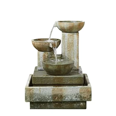 Image of Easy Fountain Patina Bowls Water Fountain, Glassfibre Reinforced Concrete (GRC), Natural, One Size