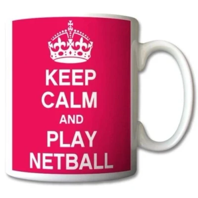 Image of Keep Calm and Play Netball Mug Cup Gift Retro (Pink)