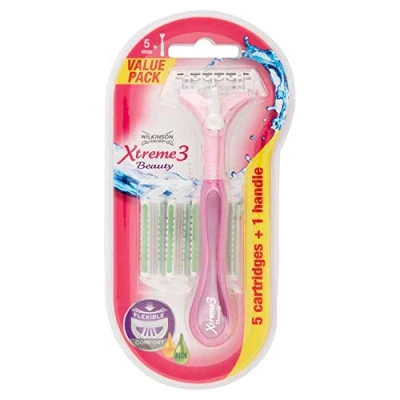 Image of WILKINSON Sword Xtreme 3 Beauty Hybrid Pack + 4 Replacement Blades Women&#039;s Razor 90g