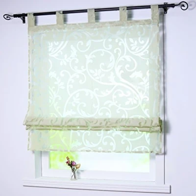 Image of Joyswahl Jessica Roman Blind Burn Out Curtains with Loops, Fabric, Green, BxH 120x140cm