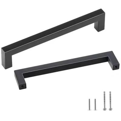 Image of VEVOR 10 Pack Cabinet Pulls, 5.03in / 128mm Center to Slim Square Kitchen Drawer, Stainless Steel Modern Cupboard Door Handles for Bathroom Bar Hardware Matte Black