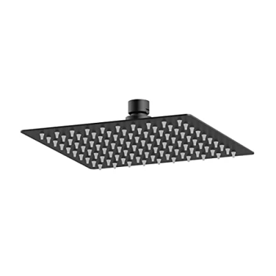 Image of nuie A4088 Windon Modern Bathroom Square Easy Clean Fixed Shower Head, 200mm x 200mm, Matt Black