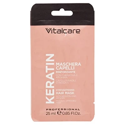 Image of Vitalcare Keratin Strengthening Hair Mask, for Fragile and Stressed Hair, with Arginine, Stronger Softer 25 ml