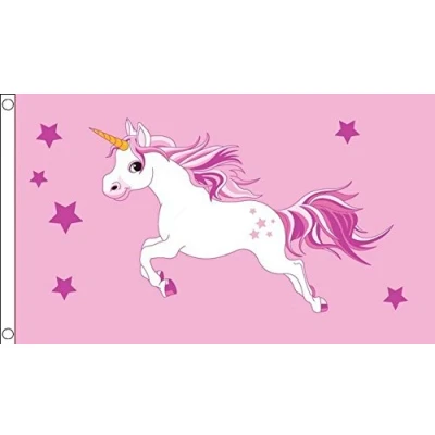 Image of Unicorn Pink Flag 5ft x 3ft