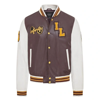Image of Infinity Leather Mens Baseball Letterman Bomber Jacket Ashwood Burgundy Size 2XL