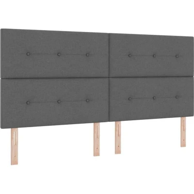 Image of vidaXL Box Spring Bed with Mattress in Dark Grey, 200x200 cm Fabric